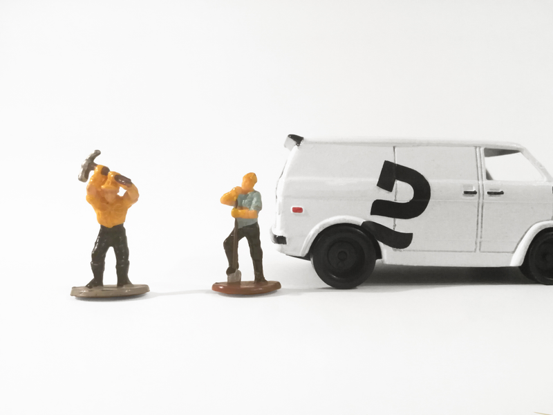 I repainted a diecast van with our logo.